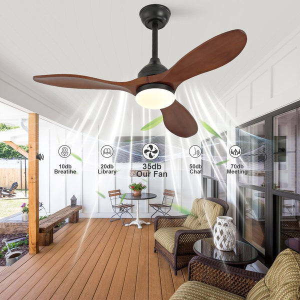 English Elm 42-Inch Solid Sycamore Blade Ceiling Fan with LED Light Remote and Quiet DC Motor W2991P521217