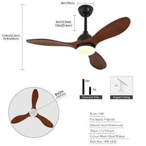 English Elm 42-Inch Solid Sycamore Blade Ceiling Fan with LED Light Remote and Quiet DC Motor W2991P521217