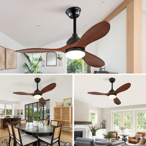 English Elm 42-Inch Solid Sycamore Blade Ceiling Fan with LED Light Remote and Quiet DC Motor W2991P521217