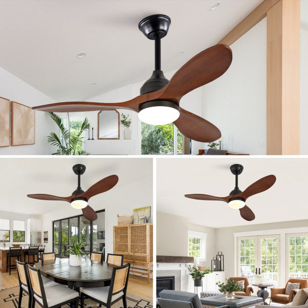 English Elm 42-Inch Solid Sycamore Blade Ceiling Fan with LED Light Remote and Quiet DC Motor W2991P521217