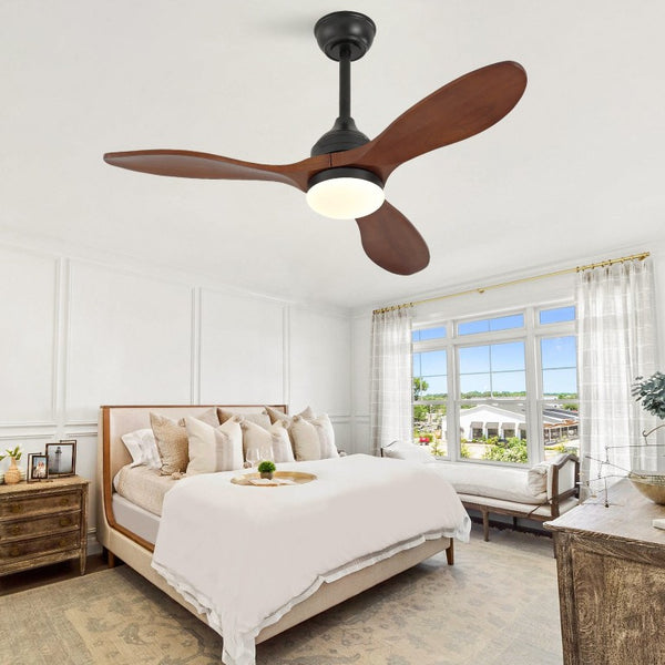 English Elm 42-Inch Solid Sycamore Blade Ceiling Fan with LED Light Remote and Quiet DC Motor W2991P521217