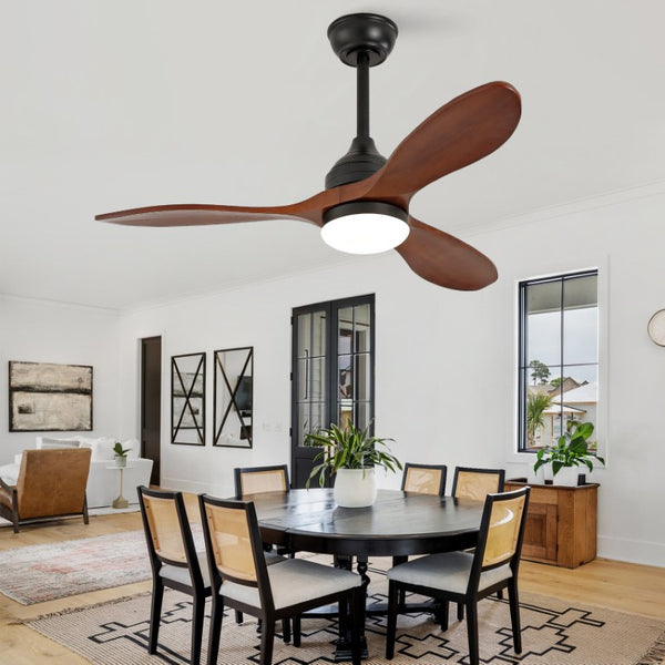 English Elm 42-Inch Solid Sycamore Blade Ceiling Fan with LED Light Remote and Quiet DC Motor W2991P521217