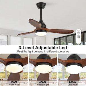 English Elm 42-Inch Solid Sycamore Blade Ceiling Fan with LED Light Remote and Quiet DC Motor W2991P521217