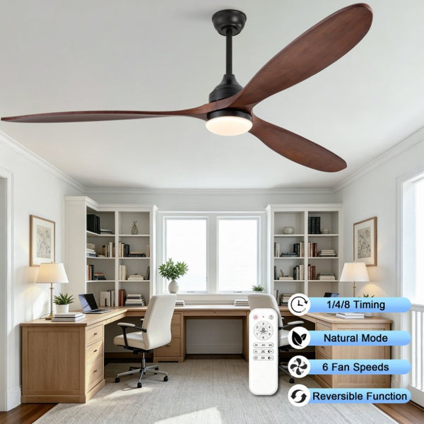 English Elm 70-Inch Solid Walnut Blade Ceiling Fan with DC Motor Dimmable LED and Remote W2991P521218