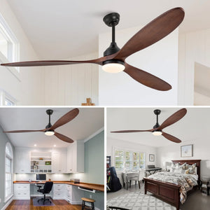 English Elm 70-Inch Solid Walnut Blade Ceiling Fan with DC Motor Dimmable LED and Remote W2991P521218