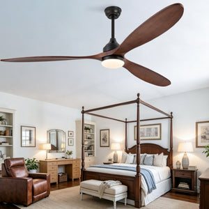 English Elm 70-Inch Solid Walnut Blade Ceiling Fan with DC Motor Dimmable LED and Remote W2991P521218