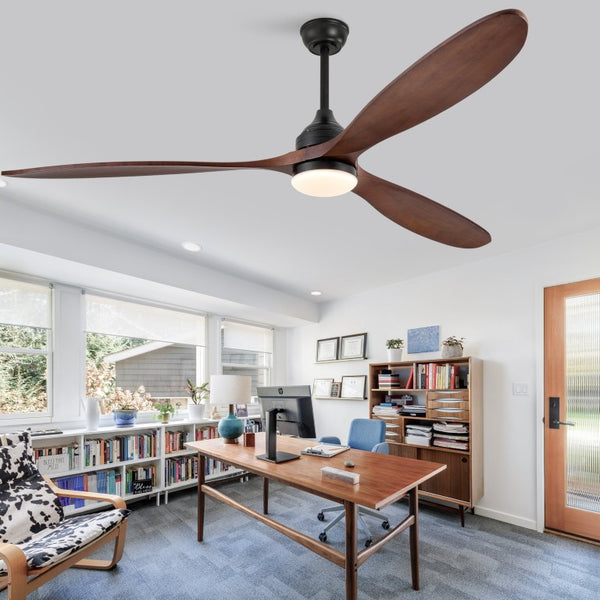 English Elm 70-Inch Solid Walnut Blade Ceiling Fan with DC Motor Dimmable LED and Remote W2991P521218