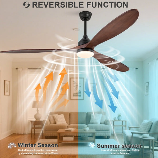 English Elm 70-Inch Solid Walnut Blade Ceiling Fan with DC Motor Dimmable LED and Remote W2991P521218