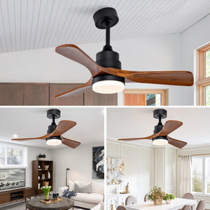 English Elm 36-Inch Ceiling Fan with Walnut Wood Blades LED Light and Quiet DC Motor for Small Rooms W2991P521219