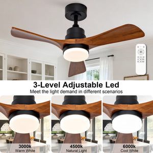 English Elm 36-Inch Ceiling Fan with Walnut Wood Blades LED Light and Quiet DC Motor for Small Rooms W2991P521219