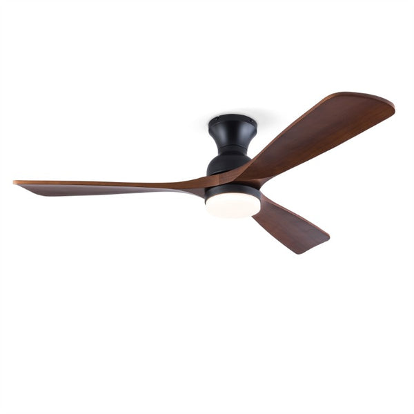English Elm Hot 52 Inch Black Ceiling Fan Solid Sycamore Blades Dimmable LED Remote DC Motor W2991P521220