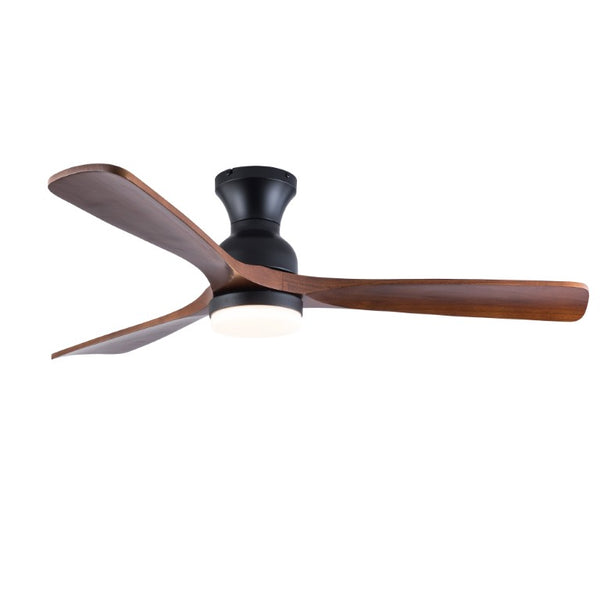 English Elm Hot 52 Inch Black Ceiling Fan Solid Sycamore Blades Dimmable LED Remote DC Motor W2991P521220