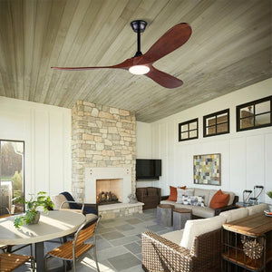 English Elm New 52 Inch Sycamore Wood Blade Ceiling Fan with LED Light and Remote for Living Room W2991P521231