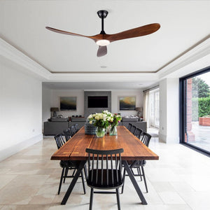 English Elm New 52 Inch Sycamore Wood Blade Ceiling Fan with LED Light and Remote for Living Room W2991P521231