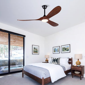 English Elm New 52 Inch Sycamore Wood Blade Ceiling Fan with LED Light and Remote for Living Room W2991P521231