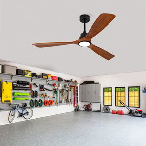English Elm New Sycamore Wood Blade Ceiling Fan with Tunable LED Light and Reversible DC Motor Black + Dark Walnut - B W2991P521493