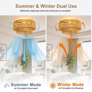 English Elm 19-Inch Woven Paper-Cord Cage Ceiling Fan with App Control and Six Speed Settings W2991P521747