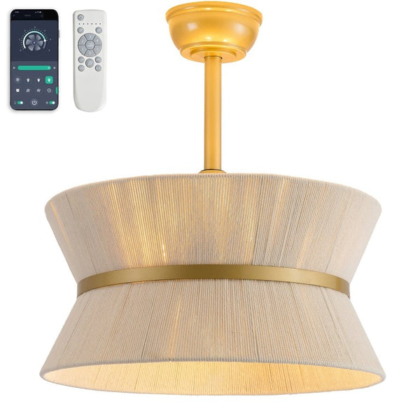 English Elm 19-Inch Cotton Shade Bladeless Ceiling Fan with App Control for Bedrooms W2991P521753