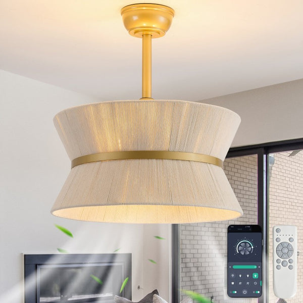 English Elm 19-Inch Cotton Shade Bladeless Ceiling Fan with App Control for Bedrooms W2991P521753