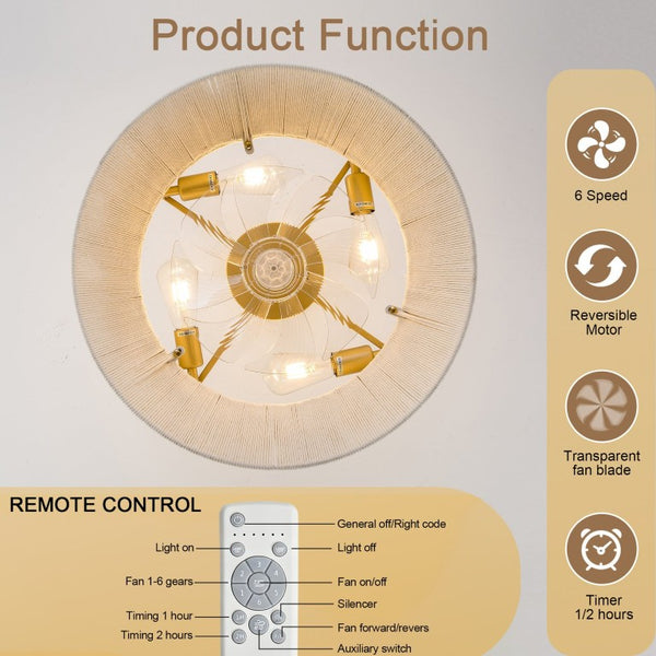 English Elm 19-Inch Cotton Shade Bladeless Ceiling Fan with App Control for Bedrooms W2991P521753