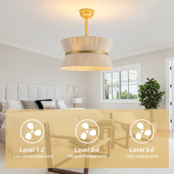 English Elm 19-Inch Cotton Shade Bladeless Ceiling Fan with App Control for Bedrooms W2991P521753