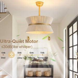 English Elm 19-Inch Cotton Shade Bladeless Ceiling Fan with App Control for Bedrooms W2991P521753
