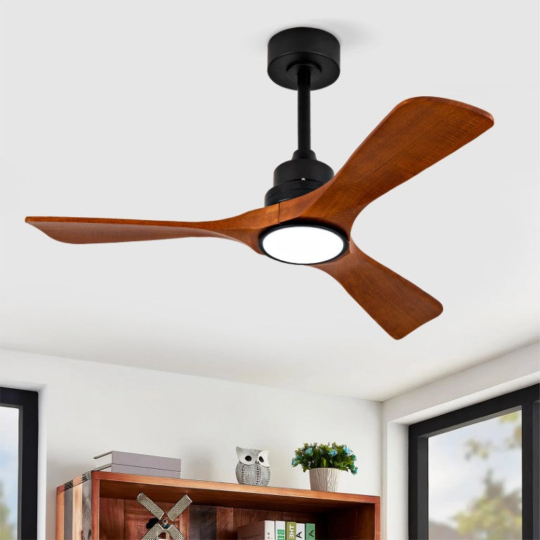 English Elm New 42 Inch Sycamore Wood Blade Ceiling Fan with LED Light and 6 Speed DC Motor W2991P530498