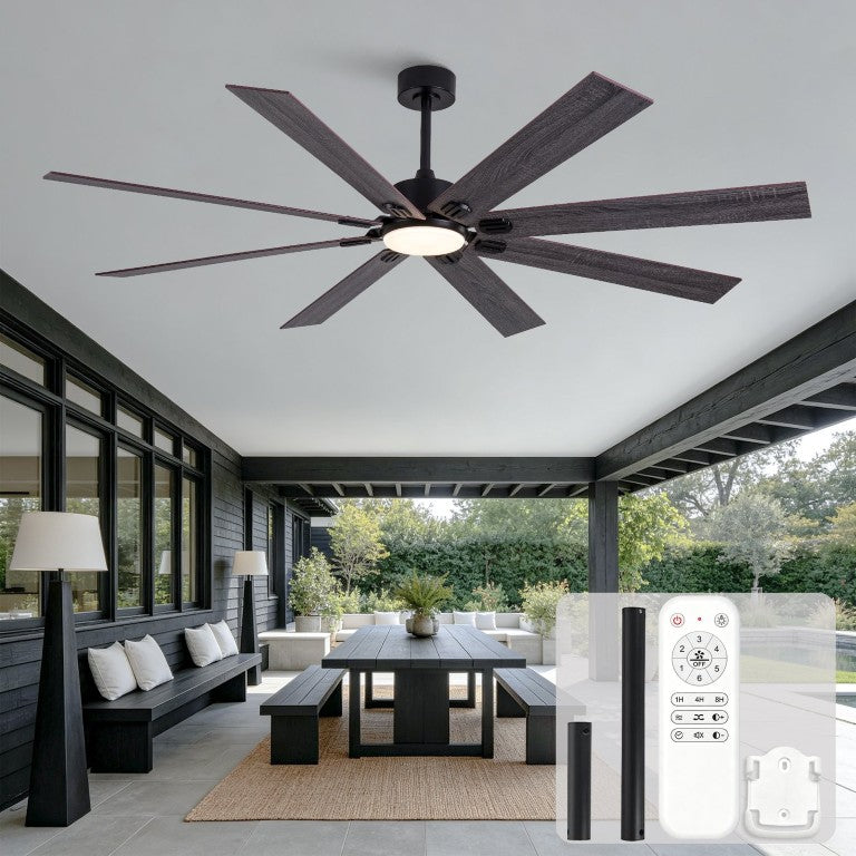 English Elm 70-Inch Ceiling Fan with Dimmable LED and Eight Wood Composite Blades for Large Rooms W2991P531356
