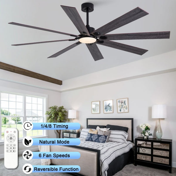 English Elm 70-Inch Ceiling Fan with Dimmable LED and Eight Wood Composite Blades for Large Rooms W2991P531356