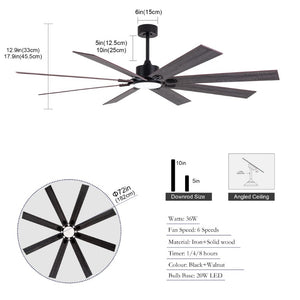 English Elm 70-Inch Ceiling Fan with Dimmable LED and Eight Wood Composite Blades for Large Rooms W2991P531356