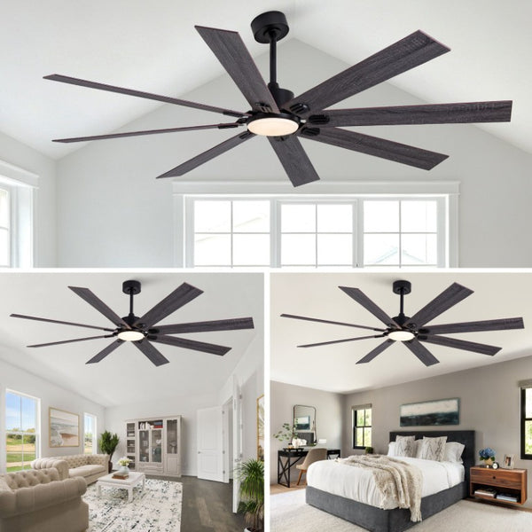 English Elm 70-Inch Ceiling Fan with Dimmable LED and Eight Wood Composite Blades for Large Rooms W2991P531356