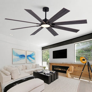 English Elm 70-Inch Ceiling Fan with Dimmable LED and Eight Wood Composite Blades for Large Rooms W2991P531356