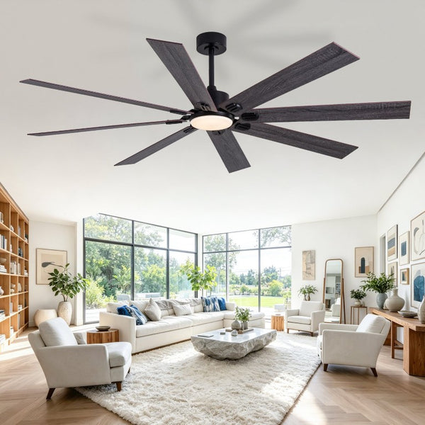 English Elm 70-Inch Ceiling Fan with Dimmable LED and Eight Wood Composite Blades for Large Rooms W2991P531356