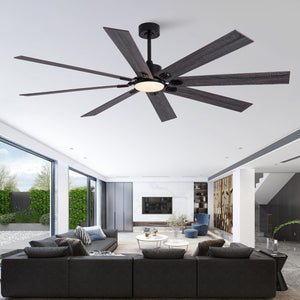 English Elm 70-Inch Ceiling Fan with Dimmable LED and Eight Wood Composite Blades for Large Rooms W2991P531356