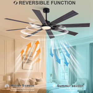 English Elm 70-Inch Ceiling Fan with Dimmable LED and Eight Wood Composite Blades for Large Rooms W2991P531356