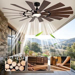 English Elm 70-Inch Large Room Ceiling Fan with 16 Plywood Blades DC Motor Dimmable LED Remote W2991P531357