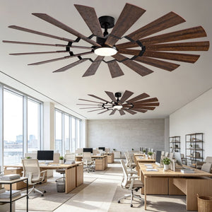 English Elm 70-Inch Large Room Ceiling Fan with 16 Plywood Blades DC Motor Dimmable LED Remote W2991P531357