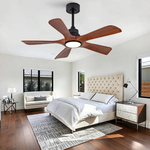 English Elm 42-Inch Solid Wood Blade Vintage Ceiling Fan with LED Light Remote Six Speeds Dimmable W2991P531358
