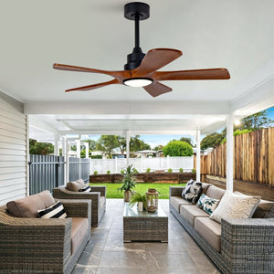 English Elm 42-Inch Solid Wood Blade Vintage Ceiling Fan with LED Light Remote Six Speeds Dimmable W2991P531358