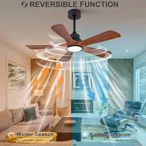 English Elm 42-Inch Solid Wood Blade Vintage Ceiling Fan with LED Light Remote Six Speeds Dimmable W2991P531358
