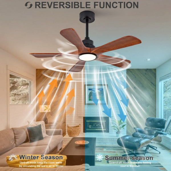 English Elm 42-Inch Solid Wood Blade Vintage Ceiling Fan with LED Light Remote Six Speeds Dimmable W2991P531358