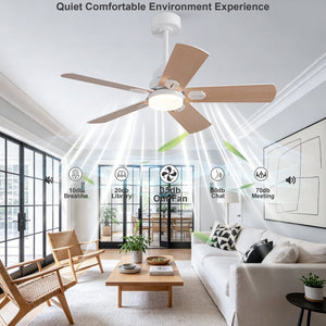 English Elm 42-Inch Propeller Plywood Blade Ceiling Fan with LED Light Kit and 6 Speed Memory W2991P531373