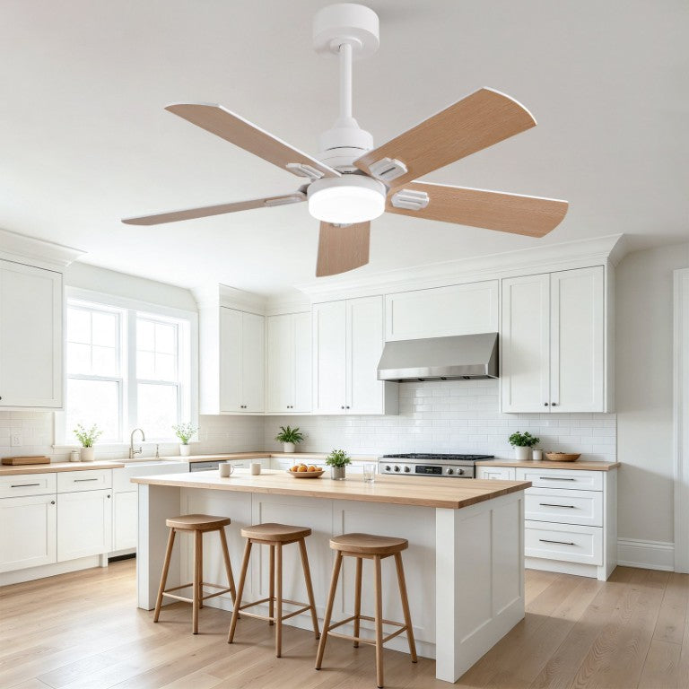 English Elm 42-Inch Propeller Plywood Blade Ceiling Fan with LED Light Kit and 6 Speed Memory W2991P531373
