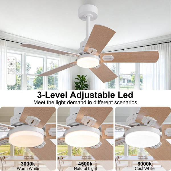 English Elm 42-Inch Propeller Plywood Blade Ceiling Fan with LED Light Kit and 6 Speed Memory W2991P531373
