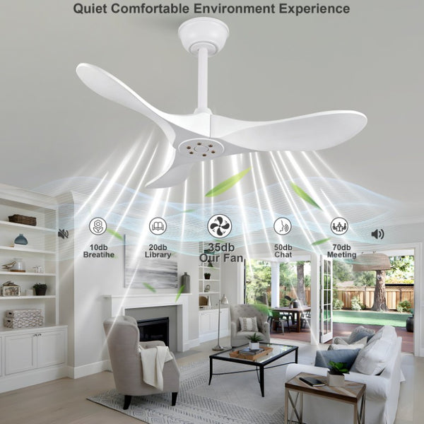 English Elm 36-Inch Paulownia Wood Blade Ceiling Fan Matte White Sculptural DC Motor with Remote W2991P531374