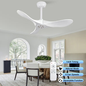 English Elm 36-Inch Paulownia Wood Blade Ceiling Fan Matte White Sculptural DC Motor with Remote W2991P531374
