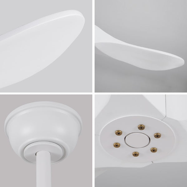 English Elm 36-Inch Paulownia Wood Blade Ceiling Fan Matte White Sculptural DC Motor with Remote W2991P531374