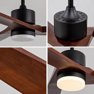 English Elm 52 Inch Matte Black Ceiling Fan Walnut Wood Blades Quiet DC Motor Dimmable LED W2991P531991