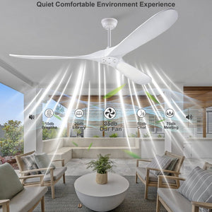 English Elm 70-Inch Sculptural Paulownia Blade Ceiling Fan with DC Motor and Remote for Large Rooms W2991P532703