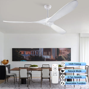 English Elm 70-Inch Sculptural Paulownia Blade Ceiling Fan with DC Motor and Remote for Large Rooms W2991P532703